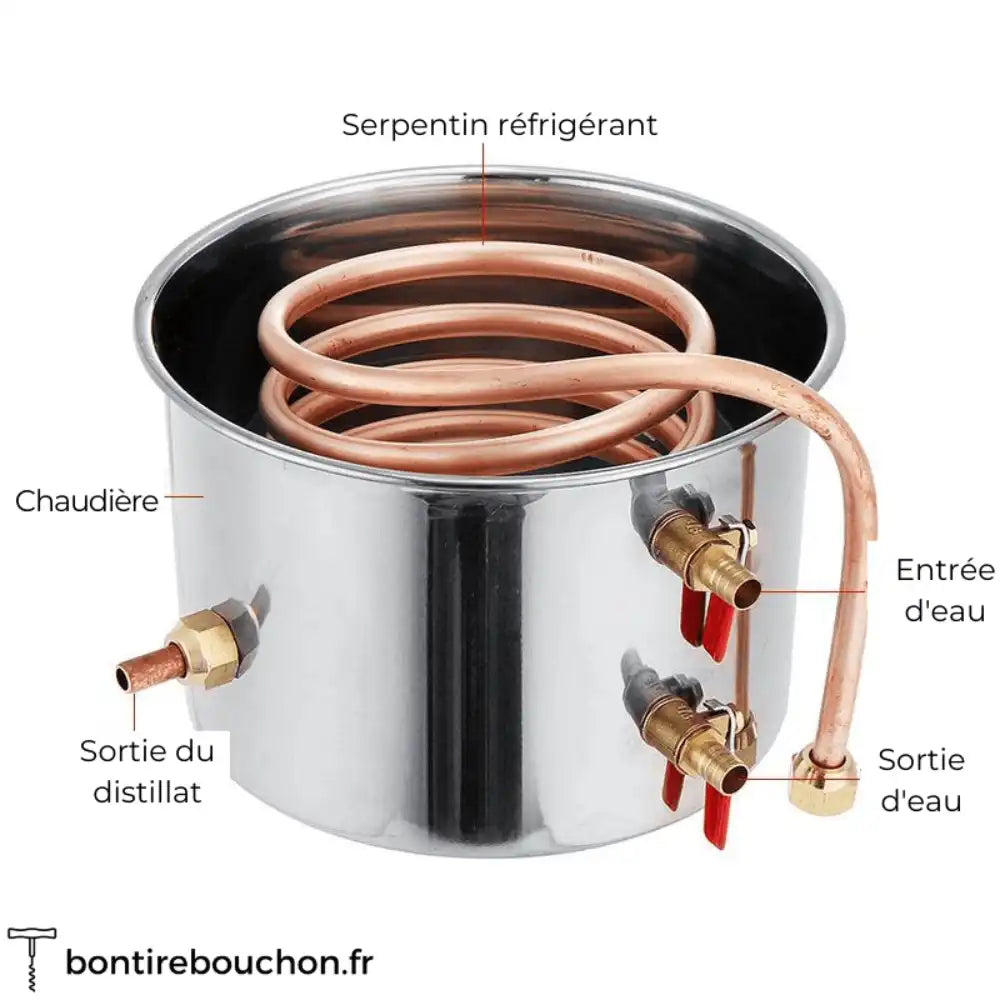 Alambic en cuivre 6-20L Chaudière en acier inoxydable