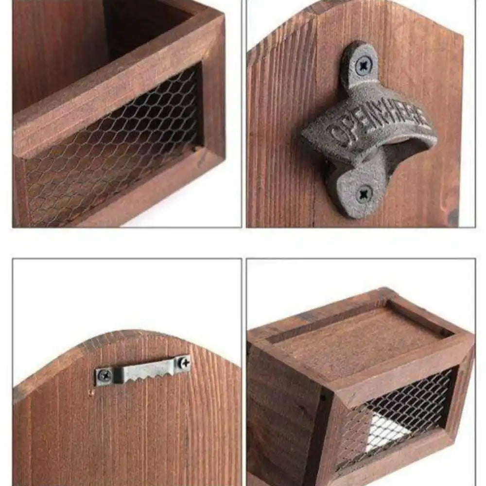 Décapsuleur Mural Bois réceptacle